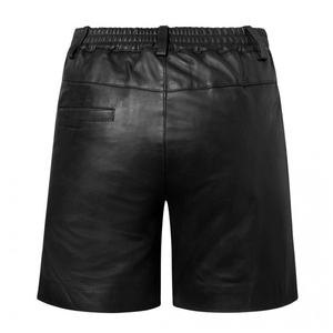 Men's Black PU Coated Bermuda Shorts High Waist Button Fly Solid Color Casual Style With Pockets - Product Image 3