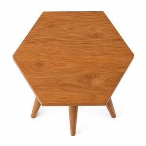 Mesa de Comedor Hexagonal de Teca Sólida, Estilo Moderno de Mediados de Siglo, Ecológica, Resistente al Agua, Duradera, con Tres Patas, Muebles para Comedor OEM - Product Image 2