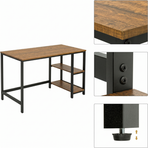 Escritorio de Computadora en Forma de L Drake Industrial de 120 cm con Estantería, Marco con Recubrimiento en Polvo, Mesa de Estudio de Madera para Oficina - Product Image 1