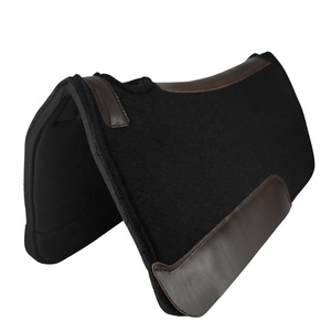 Tapis de selle en feutre de laine noire de qualité supérieure, avec dos renforcé en cuir, résistant aux chocs, antidérapant et respirant pour l'équitation - Product Image 3