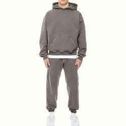 Conjunto de sudadera con capucha y pantalones anchos de forro polar grueso para hombre, de corte recto y holgado, multicolor, a bajo precio y personalizado. - Product Image 3
