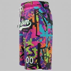 Shorts de bain personnalisés pour hommes, impression par sublimation, séchage rapide, cordon de serrage, taille élastique, style streetwear, numéro 00 - Product Image 2