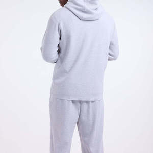 Survêtement unisexe gris à capuche 2-en-1, manches longues, en coton uni, vêtements de sport décontractés, fermeture à cordon, léger et respirant - Product Image 5