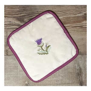 Grey Colour Floral Embroidered Cotton Heat Resistant Non Slip Pot Holder Cloth Washable Nordic Insulation Pad <b>Bbq</b> Baking <b>Tools</b> - Product Image 5