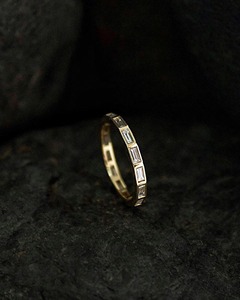 14k Solid Yellow Gold Moissanite Diamond <b>Ring</b> 1.50TC Baguette Cut Bezel Set Eternity Wedding Band <b>Stacking</b> Matching <b>Ring</b> - Product Image 2