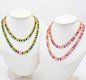 Pendentifs ou breloques en laiton multicouche avec perles de pierres précieuses multicolores, breloque goutte d'eau plaquée zinc bleu, bijoux pour femmes, style bohème délicat - Product Image 1