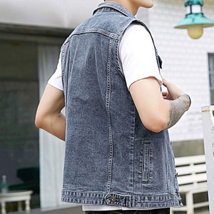 เสื้อกั๊กเดนิมฤดูหนาวคุณภาพสูงสำหรับผู้ชาย สไตล์สตรีทแวร์ โลโก้สั่งทำได้ ดีไซน์คลาสสิก ผ้าฝ้าย 100% แห้งเร็ว บุด้วยใยสังเคราะห์ พร้อมระบบทำความร้อนและโลโก้สั่งทำ - Product Image 3
