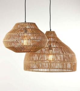 Abat-jour en jonc de mer naturel tissé à la main, décoration bohème vintage, lampe suspendue en bambou et rotin fabriquée par KingCraftViet - Product Image 2