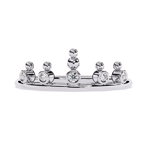 Anillo de Corona de Moissanita en Oro Blanco con Engaste de Bisel y Piedra Redonda, Banda Abierta, Joyería para Mujer, Regalo de Boda - Product Image 2