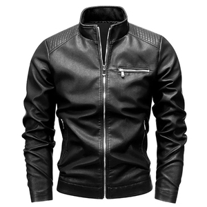 Blouson bomber en cuir matelassé classique pour homme, chaud et respirant, avec poignets côtelés, imperméable, plusieurs couleurs pour l'hiver - Product Image 1