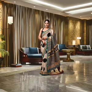 Sari de Seda Chanderi de Diseño con un Elegante Estilo Étnico - Product Image 1