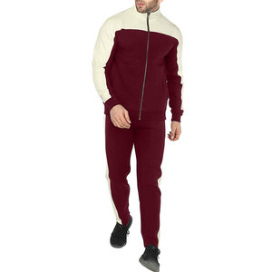 Men's Color Blocking Tracksuit Full <b>Zip</b> <b>Hooded</b> Sweatshirt With Side Pockets Casual Jogging Pants Polyester Cotton Autumn Wear - Product Image 2