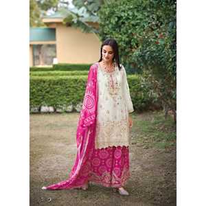 Hermoso Conjunto Tradicional Musulmán de Top y Dupatta para Fiesta con Trabajo Artesanal de Espejo Real y Sharara - Product Image 4