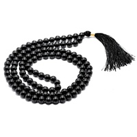 Vente en gros de perles d'obsidienne noire polie Jap Mala 8mm, pierres de cristal pour yoga, méditation, Feng Shui, bouddhisme, Reiki, porte-bonheur - 108 perles
