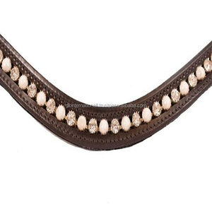 Superbe bandeau à sourcils bling à une rangée avec un canal vide en cuir véritable noir ou marron. - Product Image 4