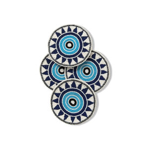 Ensemble de sous-verres décoratifs faits à la main avec des perles de rocaille, designs uniques pour le thé, le café, le vin, etc., sous-verres perlés entièrement faits à la main - Product Image 1