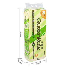 Papel higiénico Pulpa de bambú 10 rollos por paquete Rollos de papel higiénico suaves y cómodos Fabricante OEM - Product Image 2