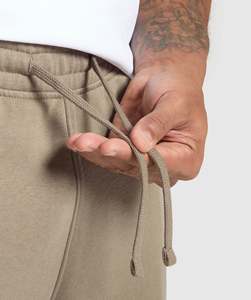 Men's Beige Cotton Sweatpants Elastic Waist Casual Jogger Pants With Side Pockets Midweight Autumn Wear - Product Image 5