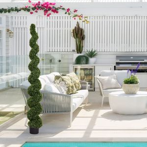 Arbre artificiel en spirale en buis de 210 cm résistant aux UV pour l'extérieur, plante bonsaï, 1 pièce/ensemble - Product Image 4