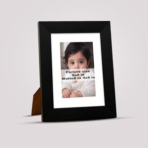 Cadre photo en bois minimaliste rectangulaire vertical noir durable fait main pour table, impression numérique moderne, décor couleur pleine. - Product Image 2