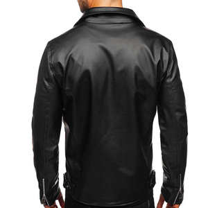 Vestes en cuir à col Byron avec logo personnalisé, fermeture éclair intégrale, veste bomber en cuir élégante pour l'hiver, poches zippées, veste en cuir véritable - Product Image 2