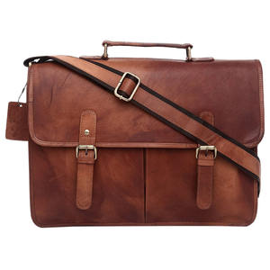 Unisex Genuine <b>Leather</b> Vintage <b>Messenger</b> <b>Bag</b> Cross-Body Strap Zipper Closure Light Weight Durable Foldable Design <b>for</b> Daily Use - Product Image 3