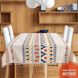 Mantel para mesa de comedor de 4 plazas, mantel de algodón estampado para mesa central, mantel con borlas para 4 plazas, 48" x 72", 100% algodón - Product Image 4