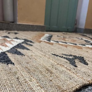 Handmade Tribal Jute Area Rug Natural Woven Boho Kilim Carpet Geometric Floor Rug Farmhouse Living Room Bedroom Decor - Product Image 6