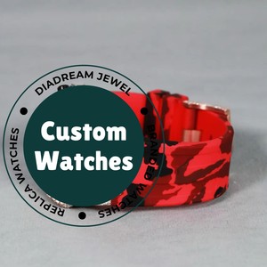 Trending Top Branded <b>Red</b> Rubber Band Iced Out Custom Dial Stainless Steel Moissanite Diamond Watch For Men - Product Image 4