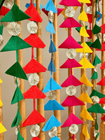 Guirlandes triangulaires colorées Gota Patti, fleurs artificielles faites à la main, pour décorations suspendues Haldi, Mehndi, Sangeet, mariage, Saint-Valentin
