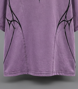 T-shirt graphique violet surdimensionné pour homme, imprimé étoiles, manches courtes, col rond, style streetwear - Product Image 3
