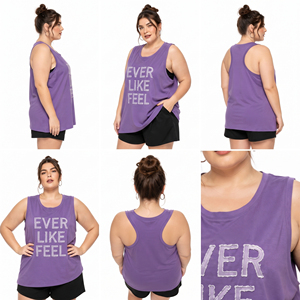 Women Racerback <b>Plus</b> <b>Size</b> Tank <b>Top</b> Gym Wear Singlet <b>Top</b> O Neck Embroidered Stringer Breathable <b>Plus</b> <b>Size</b> Knitted Tank <b>Top</b> Ladies - Product Image 5