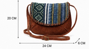 Bolso Bandolera de Ante Estilo Bohemio Tribal para Mujer al por Mayor, Bolso de Hombro Étnico con Solapa y Borlas, Logotipo Personalizado OEM ODM - Product Image 4