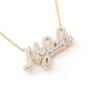 Collier Pendentif Personnalisé avec Lettre en Moissanite, Chaîne Maillons en Argent 925 Plaqué Or 18K, Cadeau Tendance pour Anniversaire de Mariage - Product Image 1