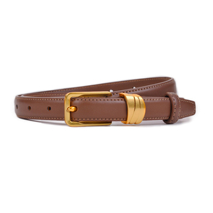 Nouvelles ceintures fines en cuir véritable avec boucle ardillon, ajustables, en cuir de vachette, élégantes, 100 % cuir pour femmes - Product Image 2