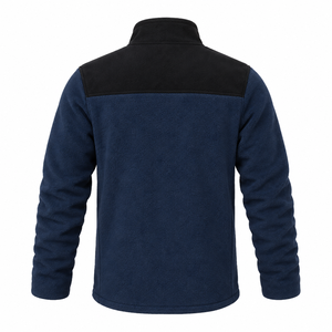 <b>Men's</b> <b>Purple</b> Color Block Fleece Jacket Stand Collar Zip Up Warm Windproof Outdoor Coat - Product Image 5