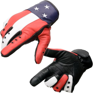 Samroz Sports Men's Black Leather i-<b>Touch</b> <b>Screen</b> Compatible Motorcycle Hand <b>Gloves</b> w/Stars - Product Image 1