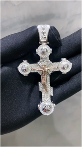 CONCEPTION Pendentif Croix Personnalisé en Moissanite, Style Hip Hop Rapper, Initiales Serties de Pierres, Plaqué Or 18K, Unisexe, Bijoux en Argent Sterling 925 - Product Image 2