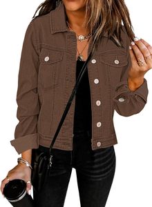 <b>Ladies</b> Premium Denim <b>Coat</b> Soft Cotton Jean Jacket Casual Streetwear Button Front Fashion Comfortable <b>Lightweight</b> Daily Style - Product Image 4