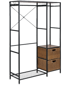 Porte-vêtements en métal avec mélange de rotin PE |   Parfait pour vos applications intérieures - Product Image 1