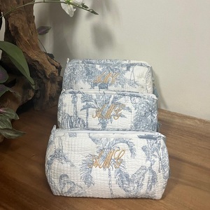 Quilted Cotton Travel Toiletry Bag Handmade Floral Design Utility Wash Bag Zipper Boho <b>Makeup</b> <b>Vanity</b> Case Cosmetic Bag Gift - Product Image 4
