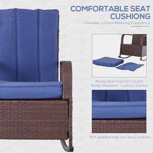 Sedia da Patio in Rattan Blu Regolabile con Cuscino Morbido e Poggiapiedi Reclinabile per una Seduta Confortevole - Product Image 6