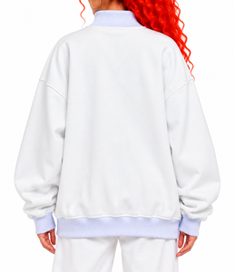 Sudadera Blanca Extra Grande con Cuello Alto para Mujer, Estampado de Leopardo TX, Manga Larga, Tejido de Algodón, Estilo Otoñal - Product Image 3