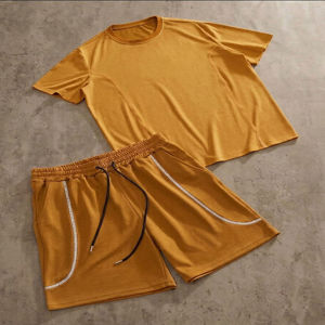 Conjunto Casual de Verano de Dos Piezas para Hombre, Camiseta de Cuello Redondo y Pantalones Cortos con Estampado Floral, Tejido de Secado Rápido, 100% Algodón - Product Image 5