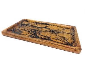 Plateau de rangement pour table de chevet en bois brûlé fractal - Product Image 1