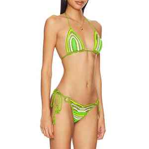 Conjunto de Bikini Colorido de Alta Calidad, Top Corto con Soporte, Traje de Baño de Pierna Alta para Mujer, Duradero y de Alto Rendimiento - Product Image 3