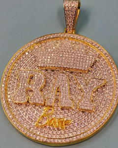 จี้เพชรโมอิสซาไนต์ทรงกลมเงินแท้ 925 สำหรับผู้ชาย สไตล์ฮิปฮอป จี้ตัวอักษรสองสี จี้ชื่อย่อ - Product Image 1