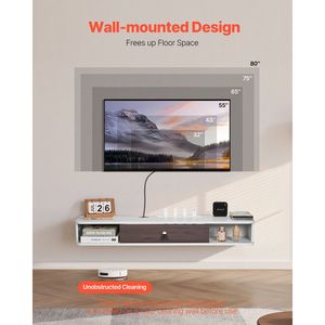 Modern 47 in Wall Mount <b>Floating</b> TV Stand Entertainment Center with Cable Hole Storage Cabinet Partic - Product Image 2