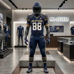 Custom Navy Gold American Football Jersey <b>Pants</b> Set <b>Padded</b> Team Uniform Wholesale Sportswear Manufacturer - Product Image 1