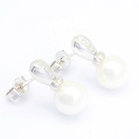 Boucles d'oreilles pendantes géométriques classiques en argent rhodié sur mesure, imitation perle, prix d'usine en gros, pour anniversaire